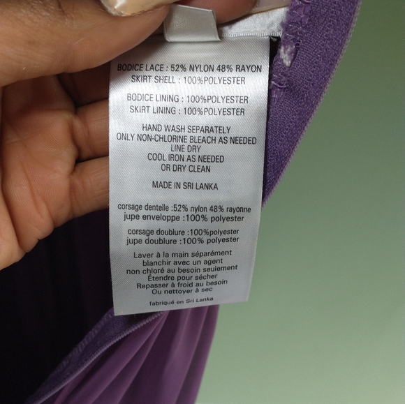 Women's purple David's bridal lace top flowy dress with slip - Picture 9 of 12